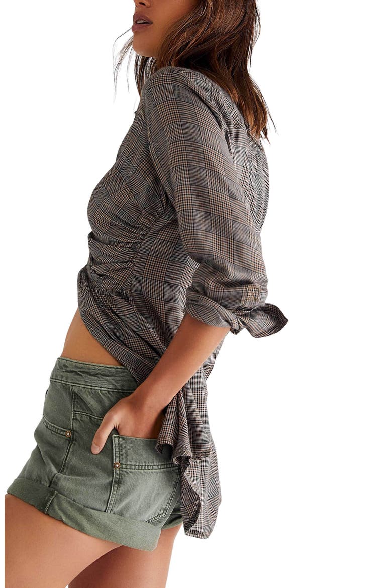 Beginner's Luck Slouchy Roll Cuff Denim Shorts, Alternate, color, OLIVE