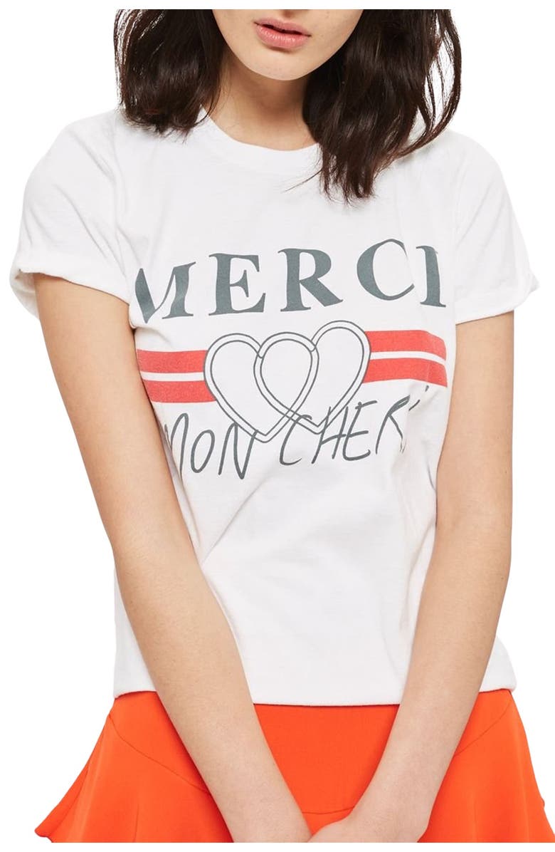 Topshop Merci Mon Cheri Tee, Main, color, 