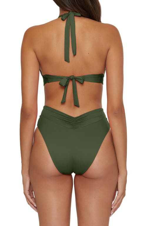 Becca Shirred V-wire Halter Bikini Top In Green