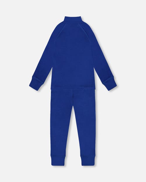 Deux Par Deux Boy Two-piece Thermal Underwear Set In Blue