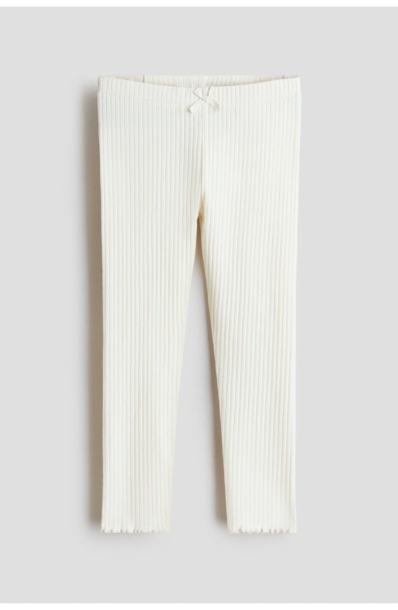 H&M Ribbed Cotton Leggings, Main, color, 