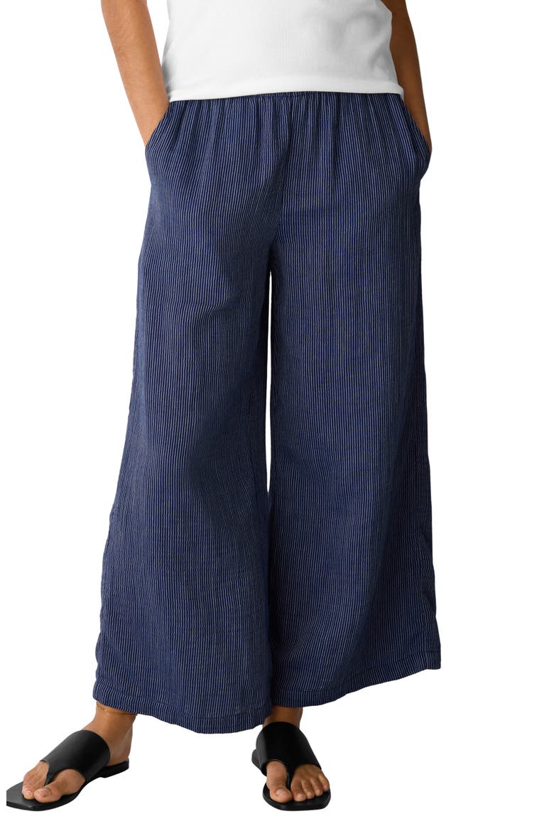 Stripe Wide Leg Ankle Pants, Main, color, DEEP DIVE