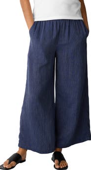 Eileen Fisher Stripe Wide Leg Ankle Pants