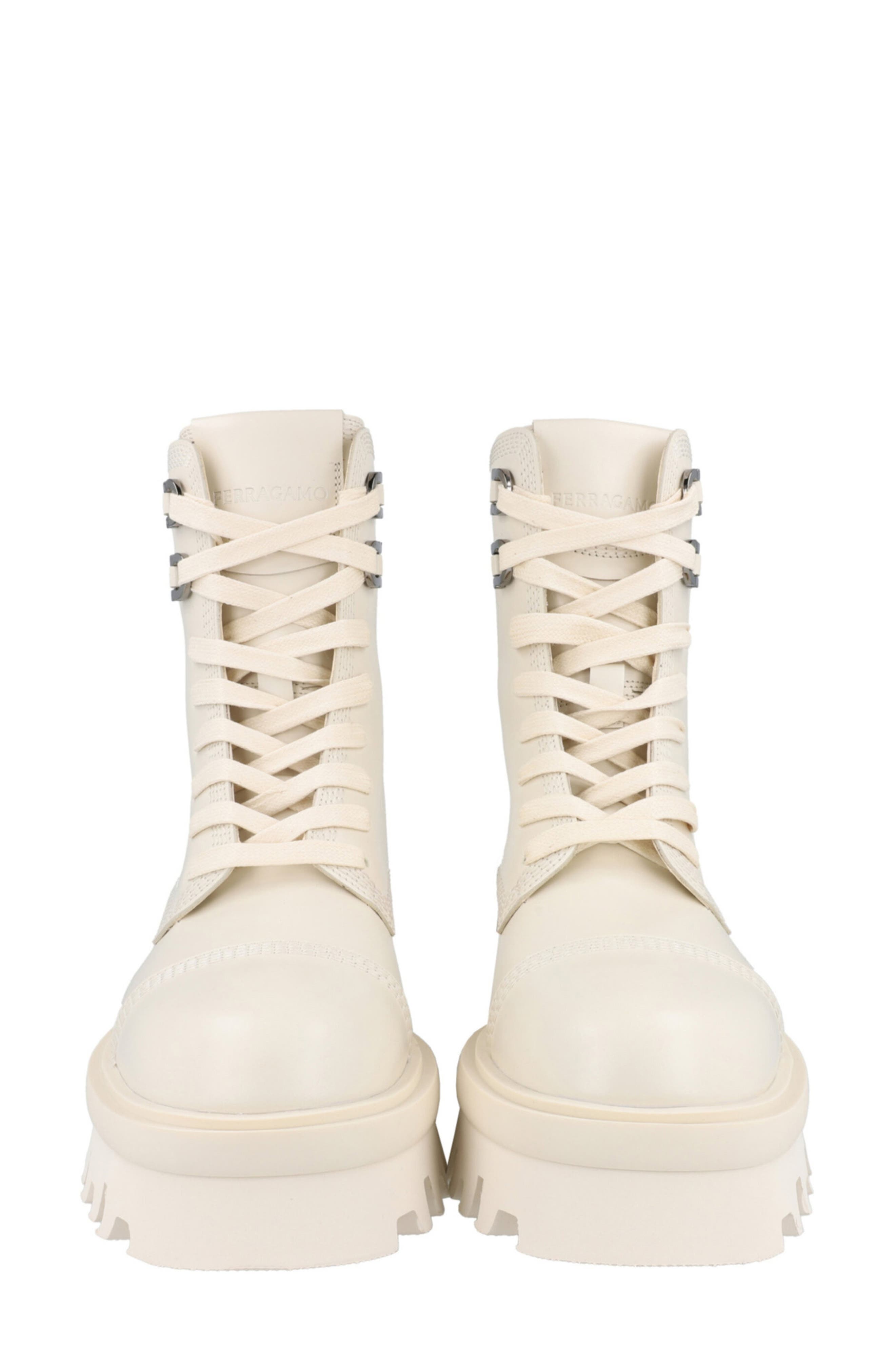 Kira Leather Lug Boot, Alternate, color, WHITE