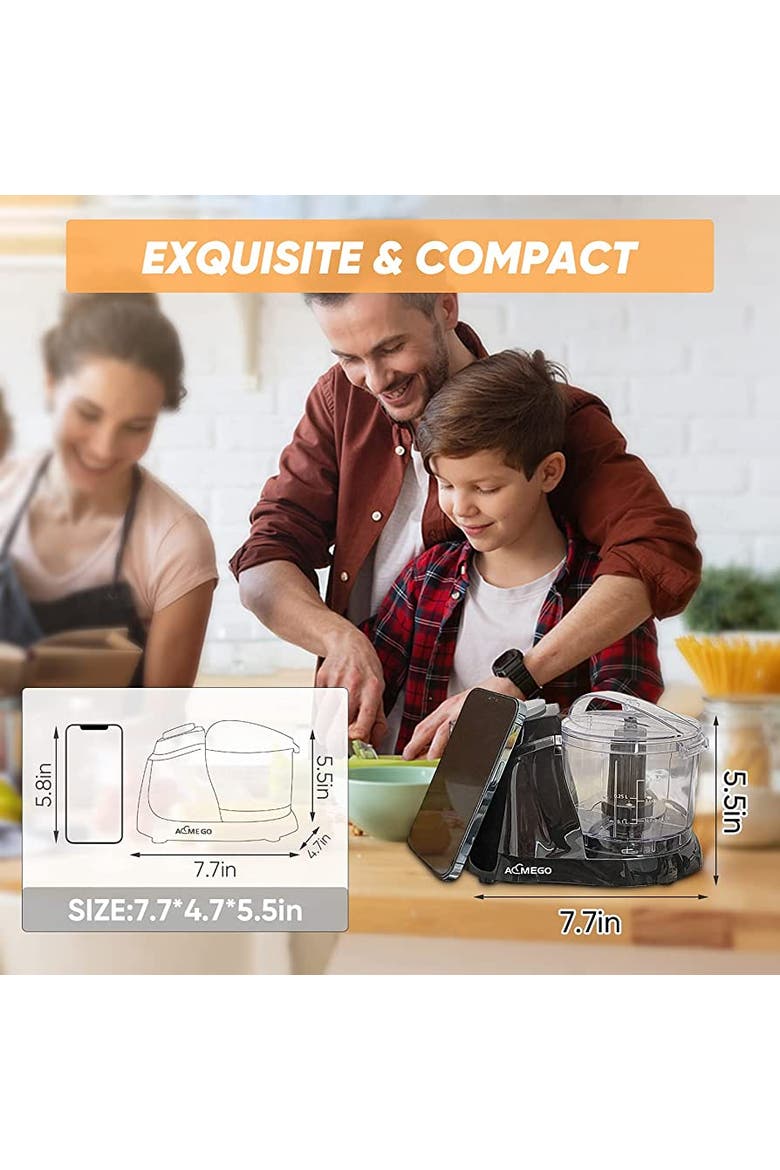 Mini Food Processor 1.5 Cup Meat &Vegetable Electric Food Chopper, Alternate, color, Black