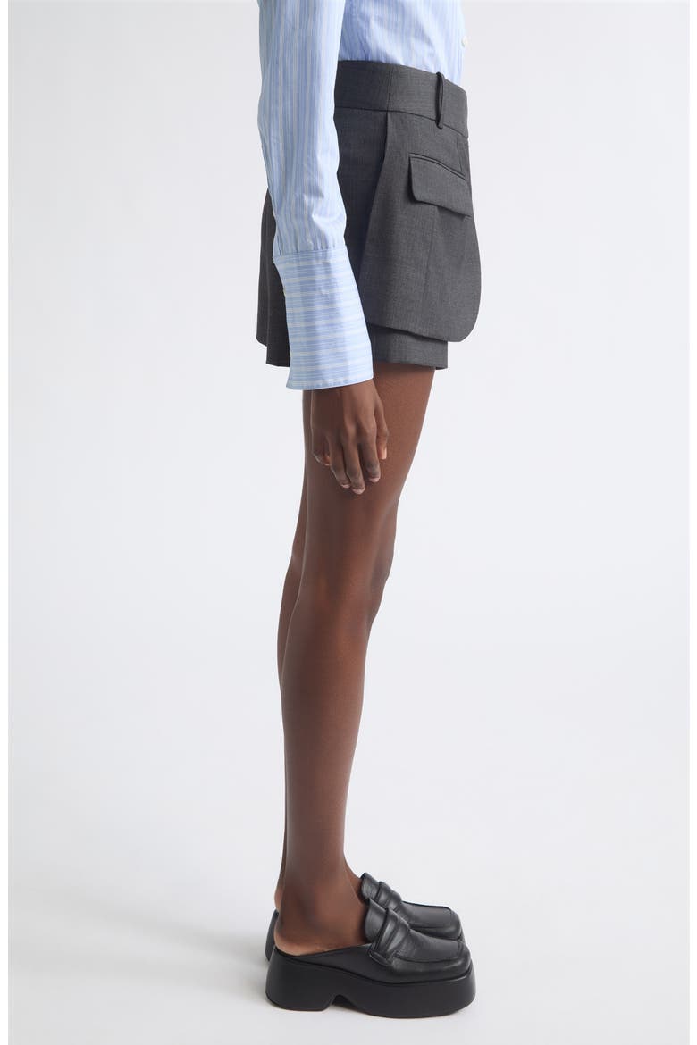 Jacket Front Tailored Wool Blend Shorts, Alternate, color, DARK CHARCOAL
