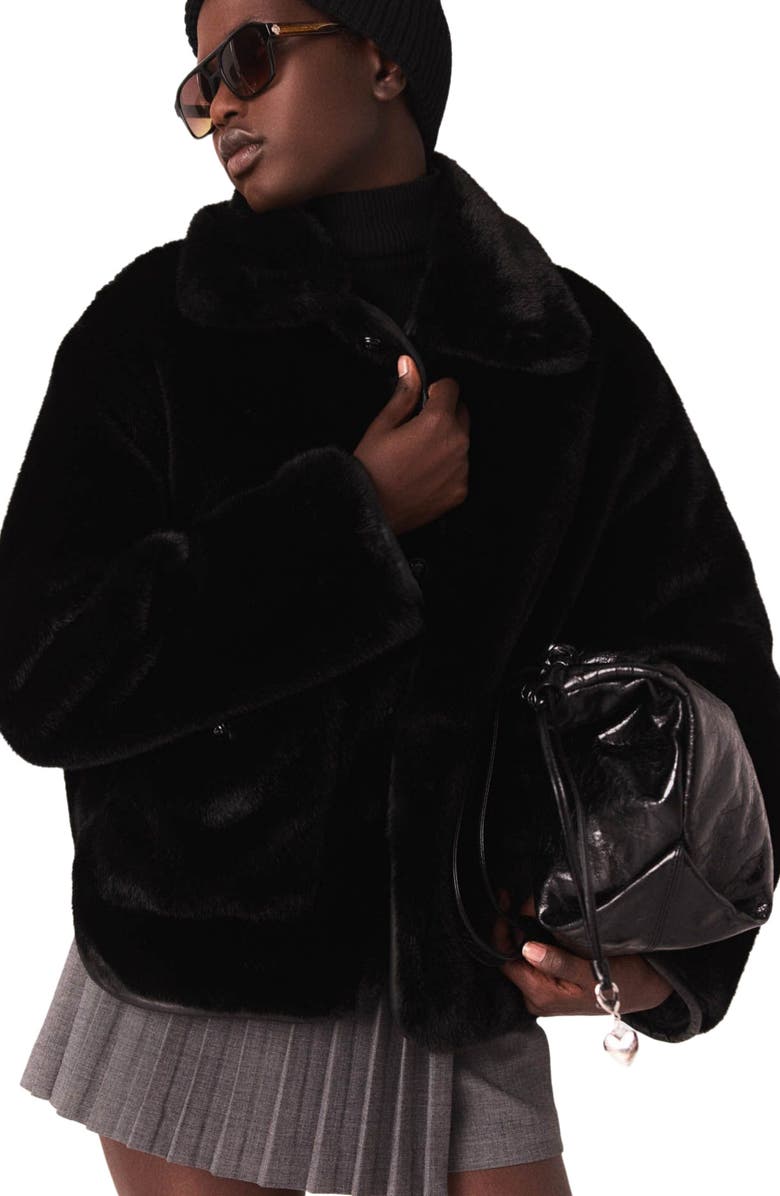 maje Reversible sequin puffer jacket, Alternate, color, Black