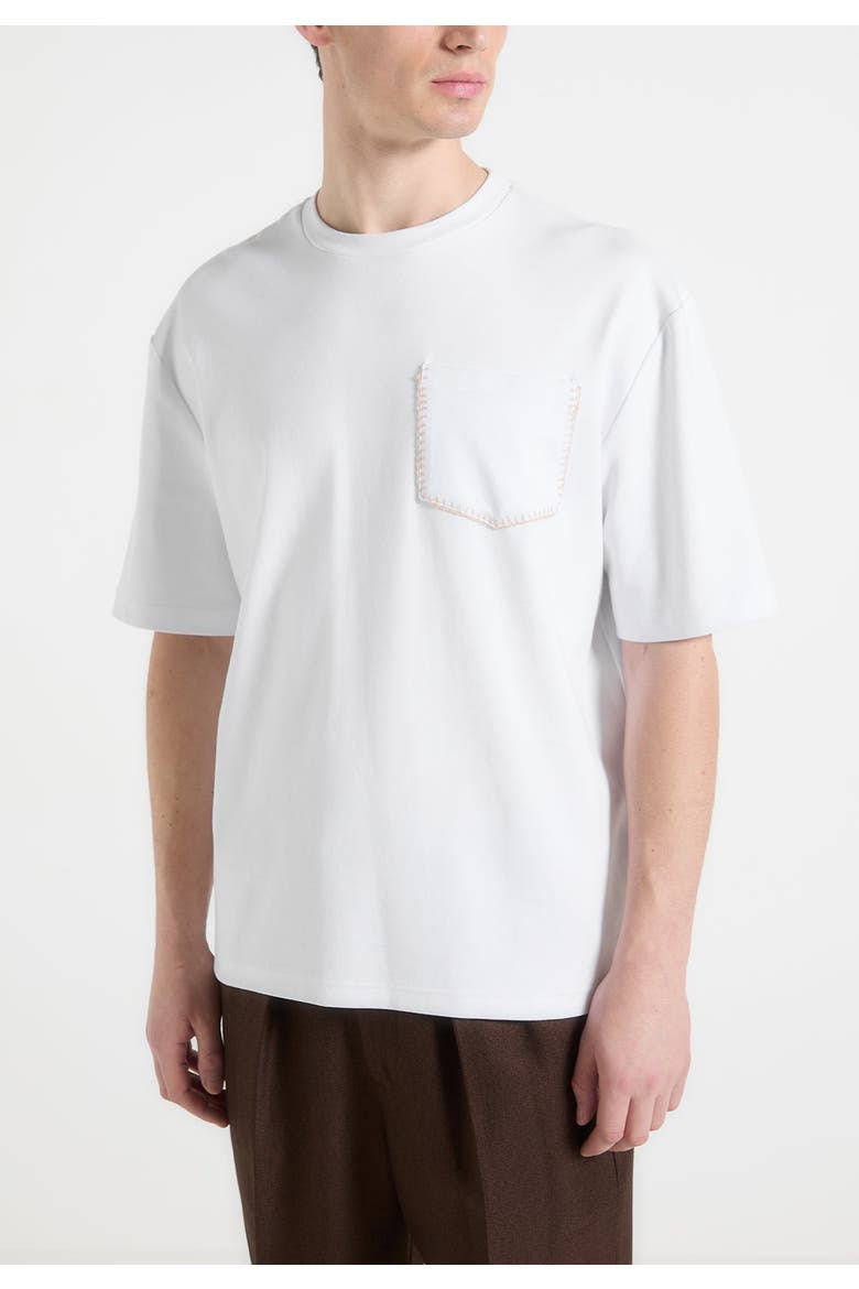 Whipstitch Pocket Cotton T-Shirt, Alternate, color, White