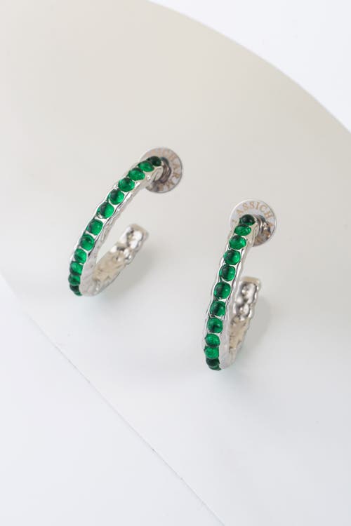 Classicharms Serena Molten Gemstone Hoop Earrings In Green