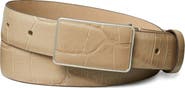 Tory Burch Croc Embossed Leather Plate Belt