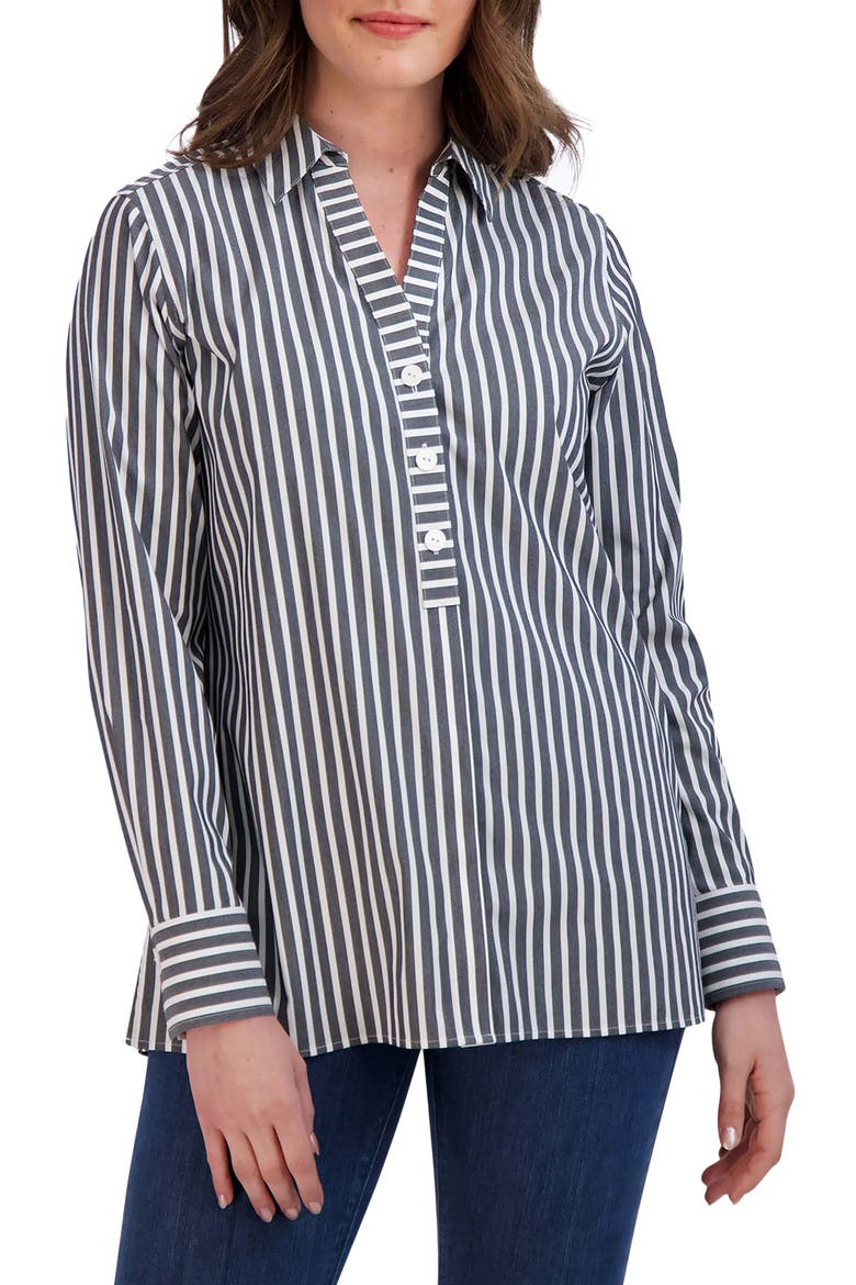 Pamela Stripe Blouse, Main, color, BLACK