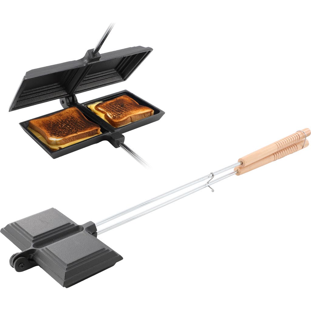 Megachef 8.26 Inch Cast Iron Pie Iron Outdoor/camping Cookware With Long Handle In Black