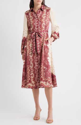 Julia Jordan Placed Print Long Sleeve Shirtdress