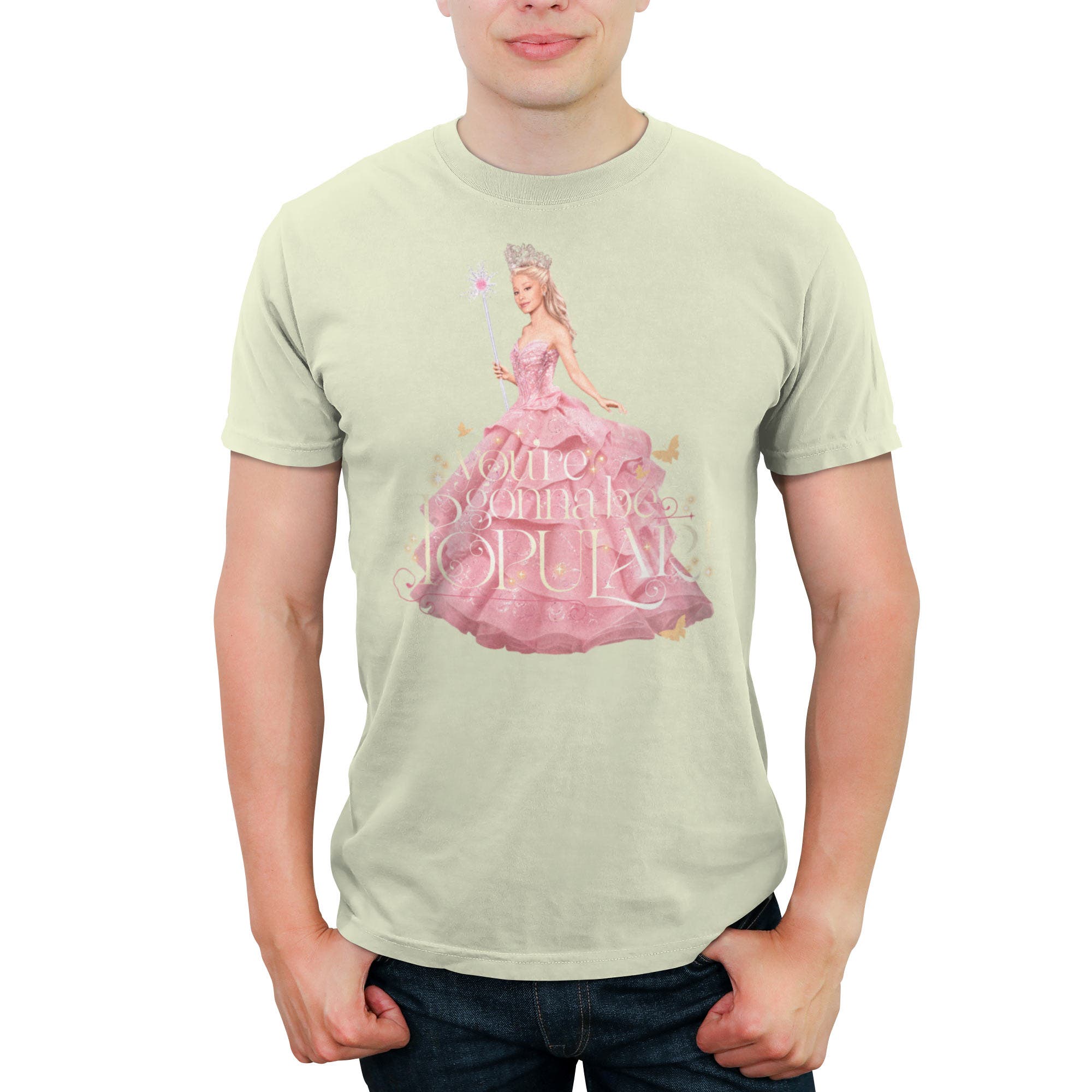 Men's Wicked Glinda You're Gonna Be Popular  Graphic T-Shirt in Beige 