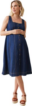 Ingrid & Isabel The Thursday Denim Maternity Midi Dress