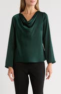 Gemma + Jane Cowl Neck Long Sleeve Satin Top