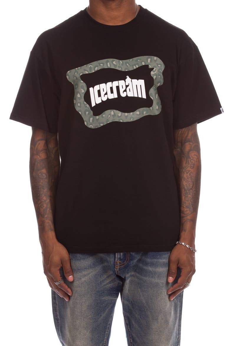 Leo Cotton Graphic T-Shirt, Main, color, BLACK