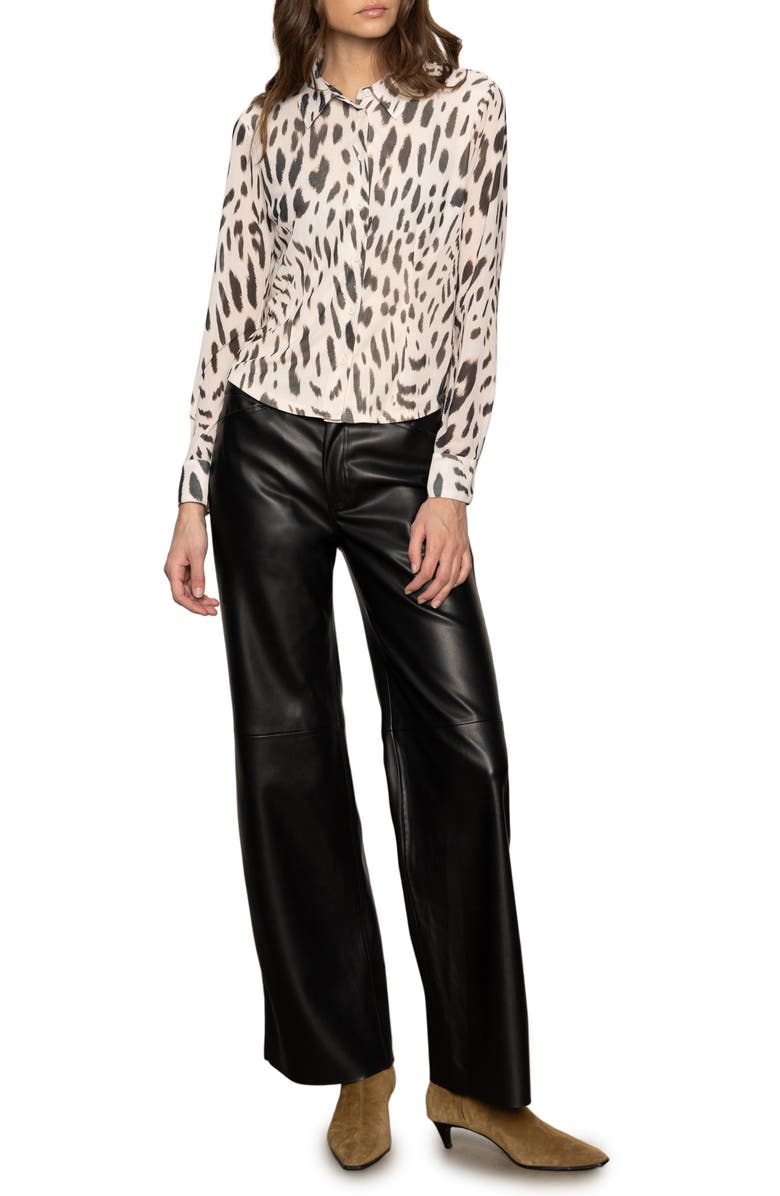 Sanctuary Mesh Button-Down Shirt, Alternate, color, Mother Leo