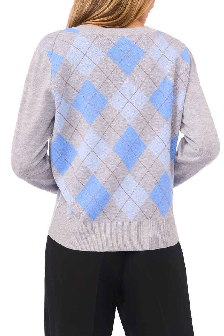 Argyle V-Neck Sweater, Alternate, color, LIGHT HEATHER GREY