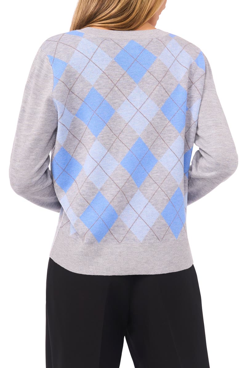 Halogen<sup>®</sup> Argyle V-Neck Sweater, Alternate, color, Light Heather Grey