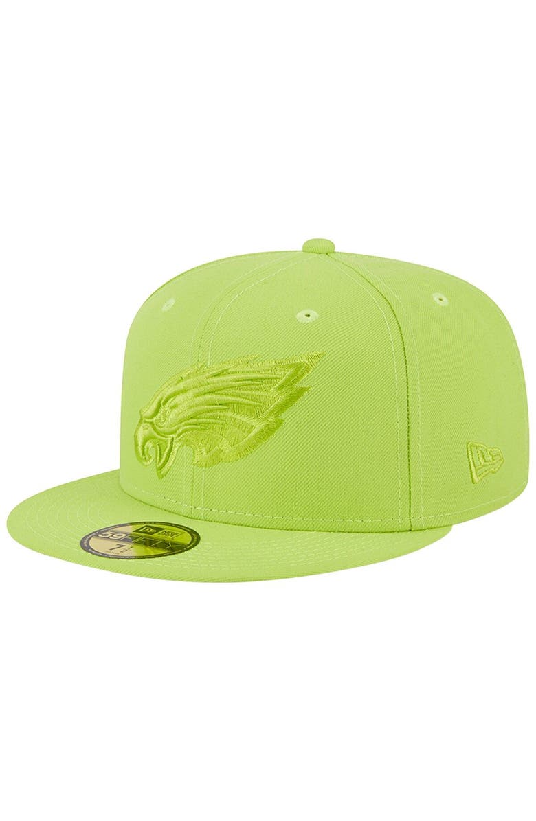 New Era Men's New Era Neon Green Philadelphia Eagles Color Pack Brights 59FIFTY Fitted Hat, Main, color, 