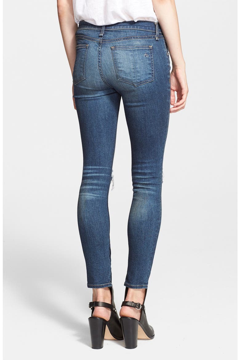 Destroyed Skinny Ankle Jeans, Alternate, color, PACIFICO
