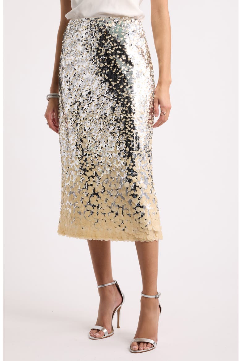Sequin Column Midi Skirt, Main, color, SILVER SEQUIN