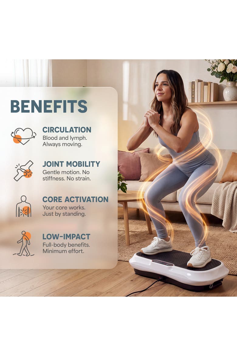 Waver Vibration Plate Exercise Machine Whole Body Vibrating Platform, Alternate, color, White