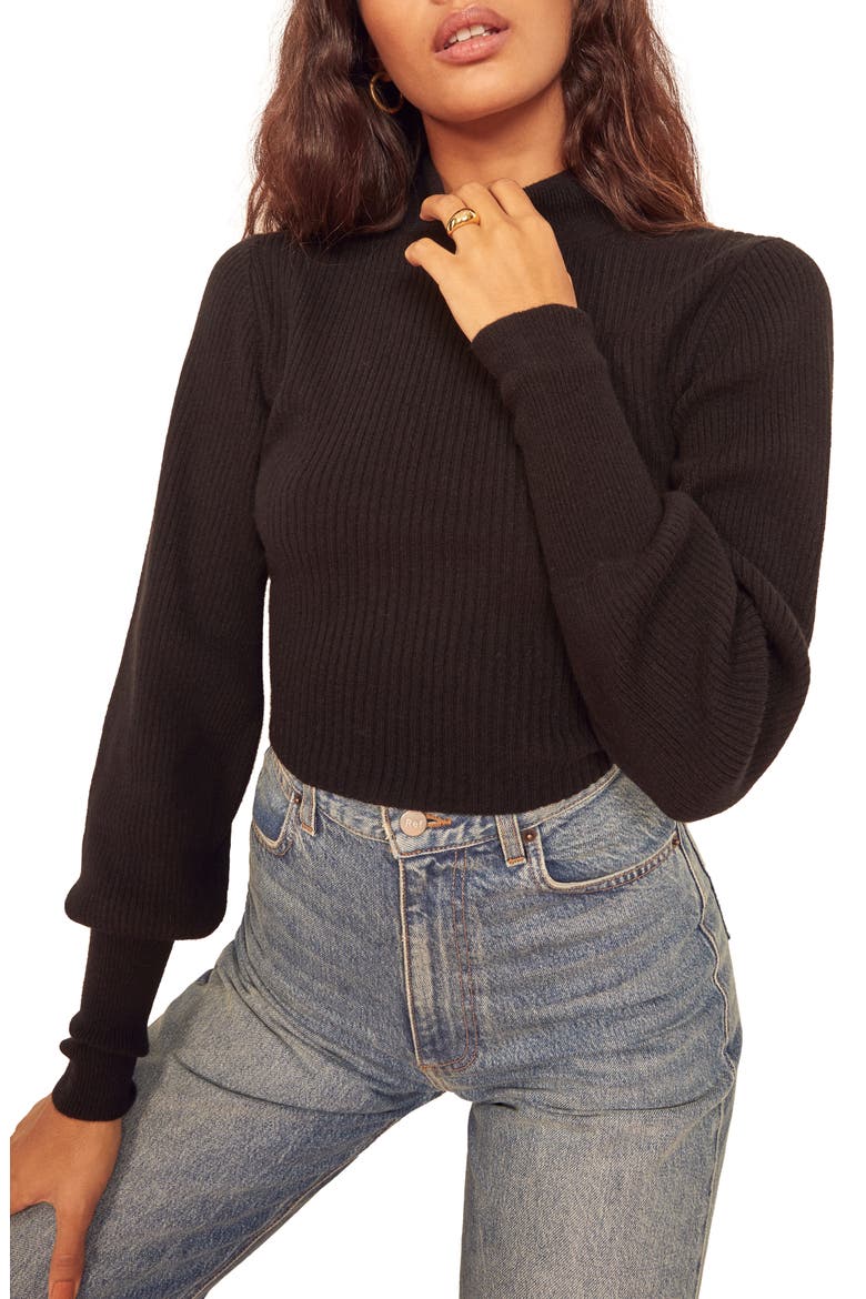 Osteria Open Back Cashmere Sweater, Main, color, BLACK