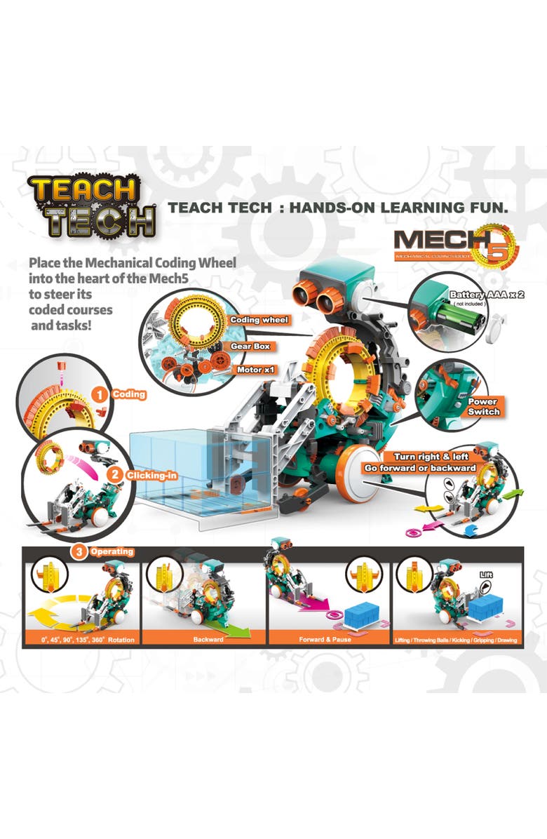 Teach Tech Mech 5 Mechanical Coding Robot, Alternate, color, Multicolored