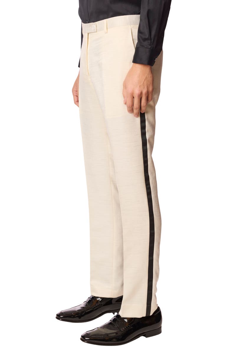 PAISLEY & GRAY Slim Fit Sloane Tuxedo Pants, Alternate, color, Milk White Jacquard