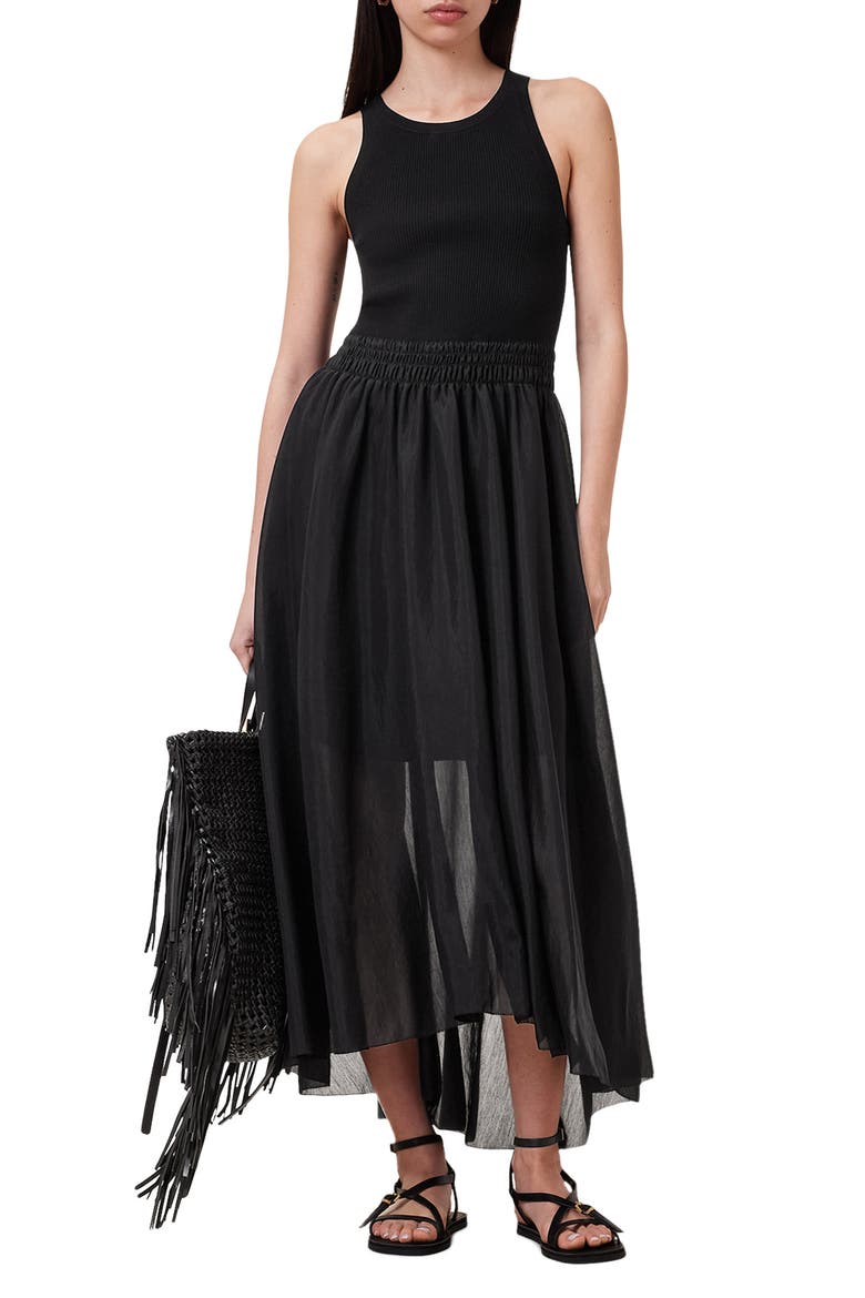 Zenia Sleeveless Asymmetric Hem Dress, Alternate, color, BLACK