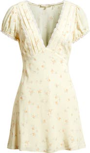 LoveShackFancy Yasmin Floral Plunge Neck Minidress