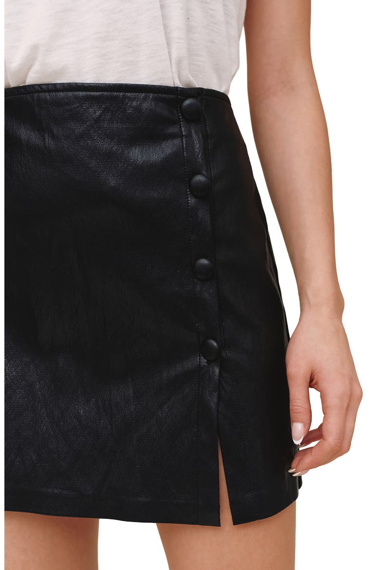 Asymmetrical Faux Leather Wrap Miniskirt, Alternate, color, BLACK