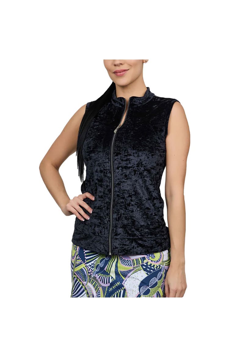 Crushed Velvet Womens Golf Vest, Alternate, color, Black