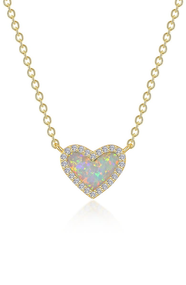 Lafonn Simulated Opal & Simulated Diamond Heart Pendant Necklace, Main, color, White