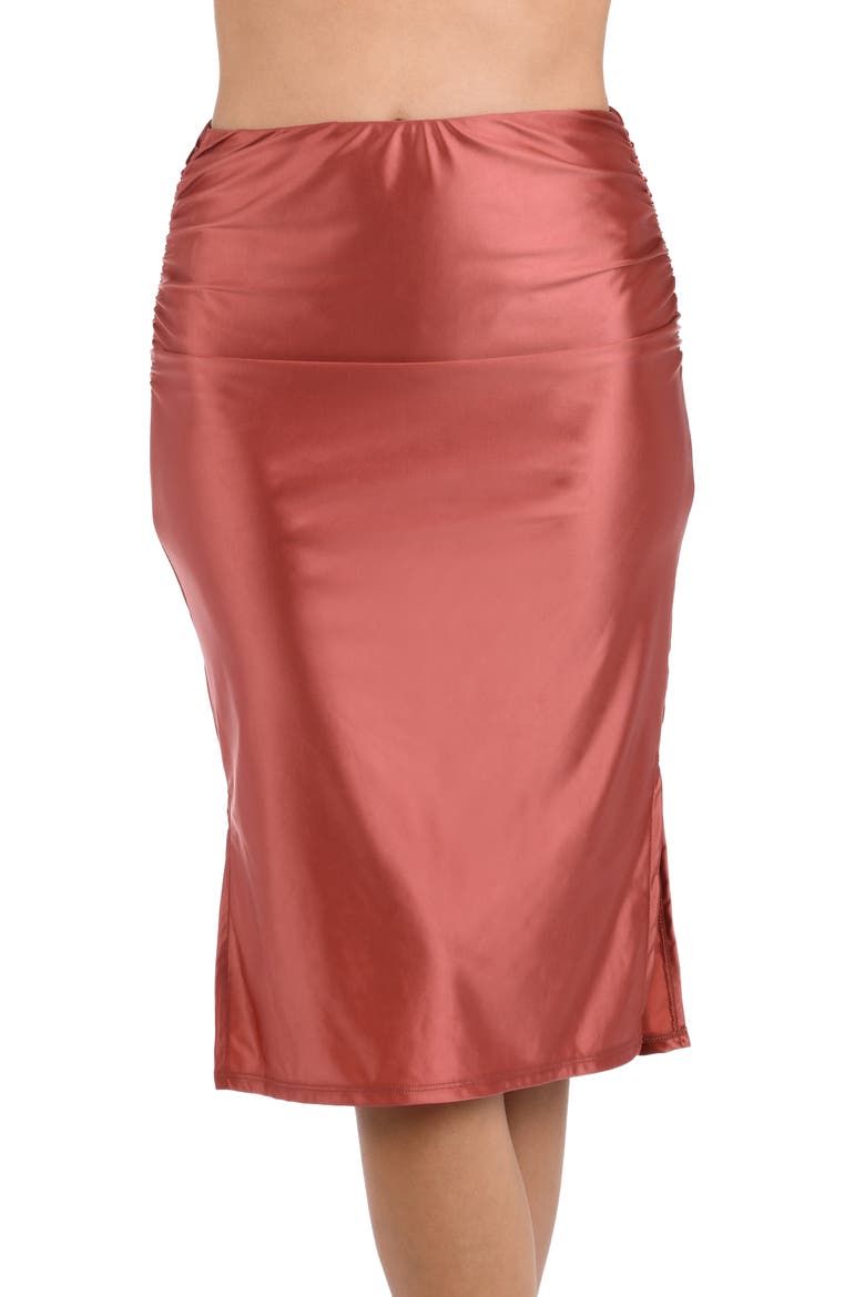 Earth Cover-Up Satin Skirt, Main, color, SIENNA