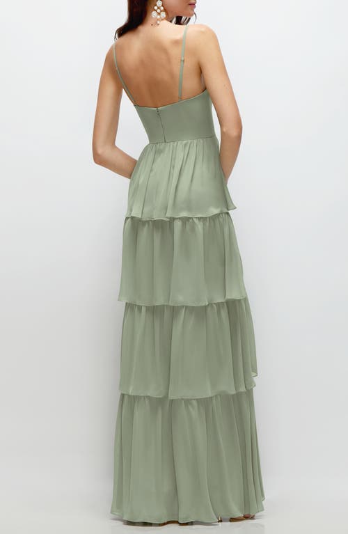 Dessy Collection Bustier Evening Gown In Sage