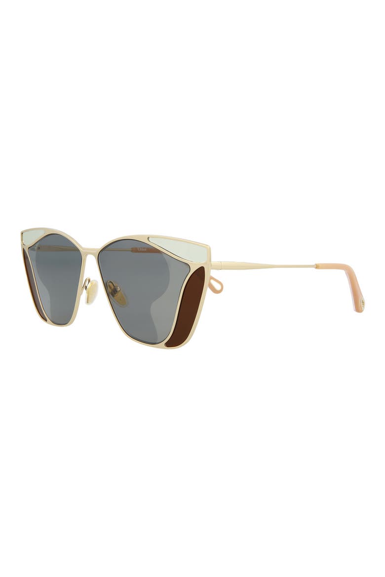 Novelty 59mm Cat Eye Sunglasses, Alternate, color, GOLD GOLD GREY