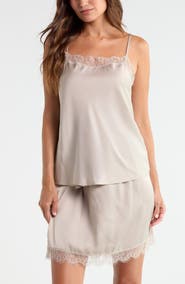 Nordstrom Scalloped Lace Trim Square Neck Satin Camisole