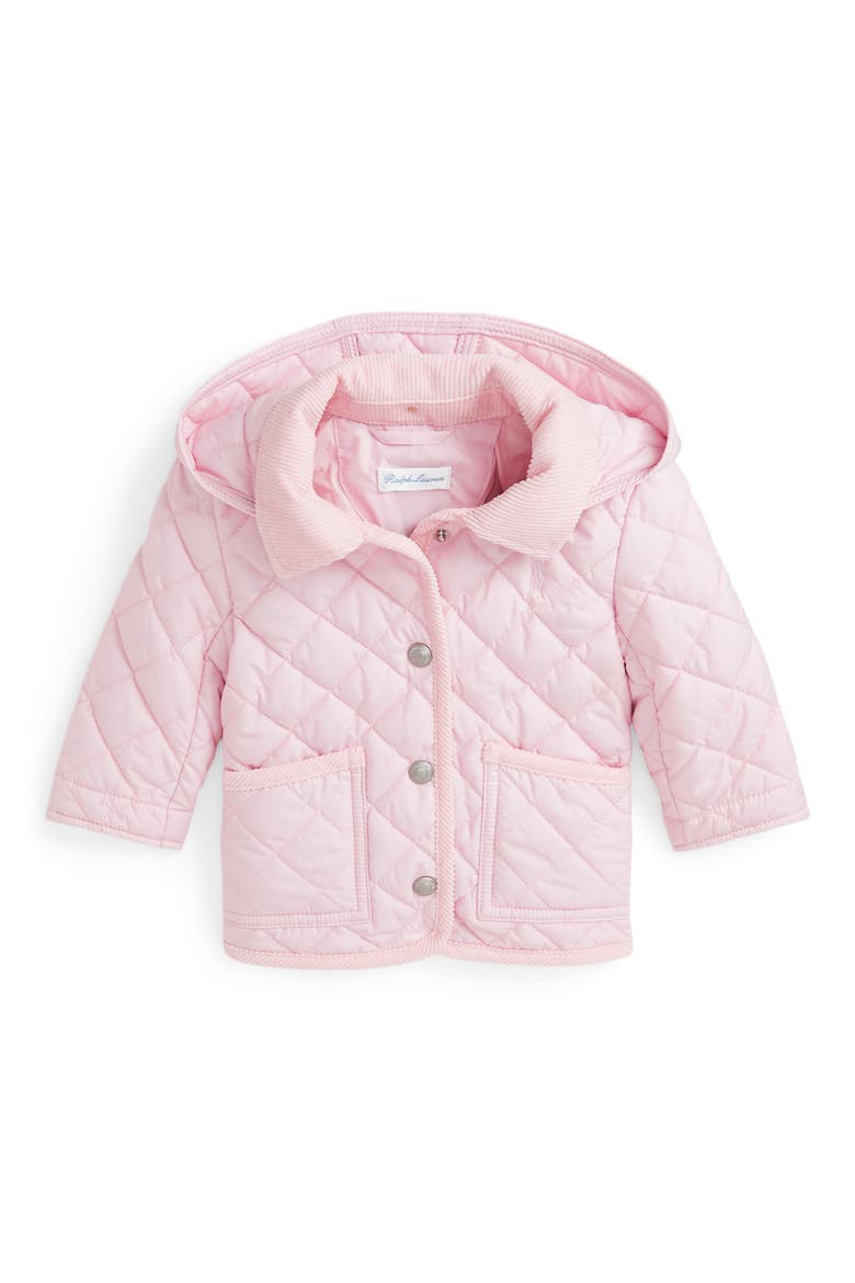 Water Repellent Quilted Barn Jacket, Main, color, HINT OF PINK