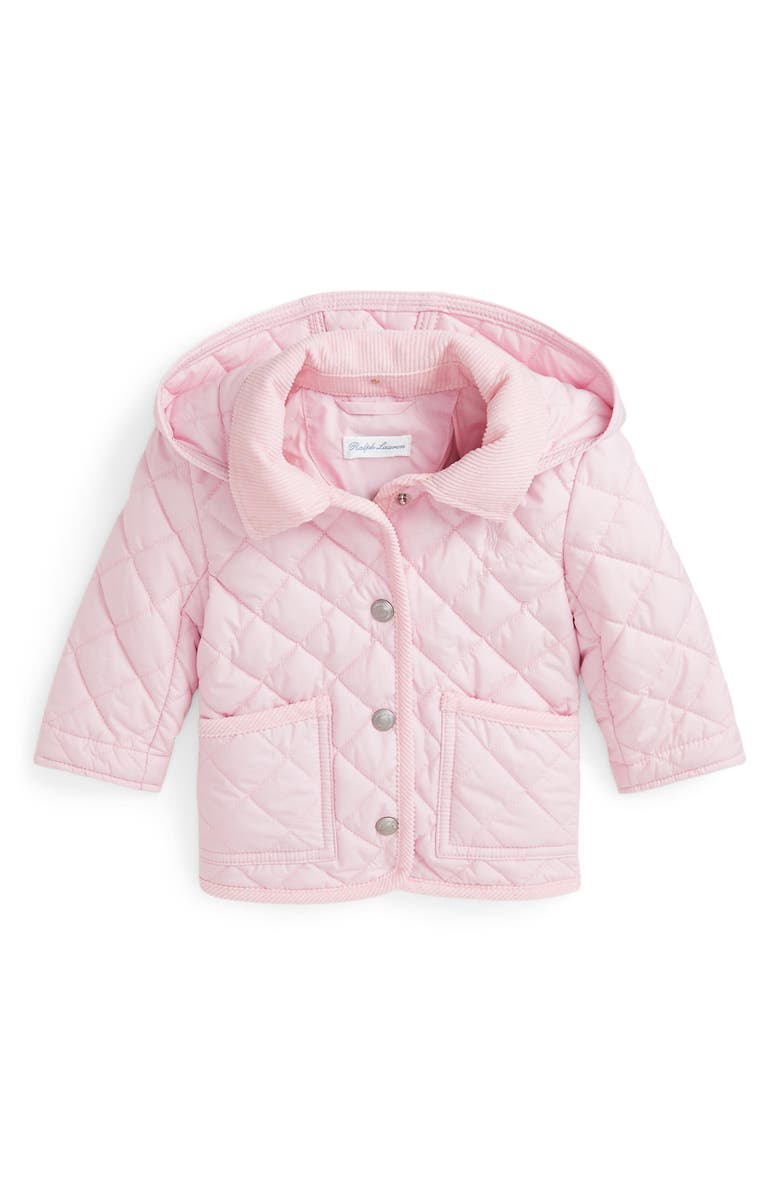 Ralph Lauren Water Repellent Quilted Barn Jacket, Main, color, Hint Of Pink