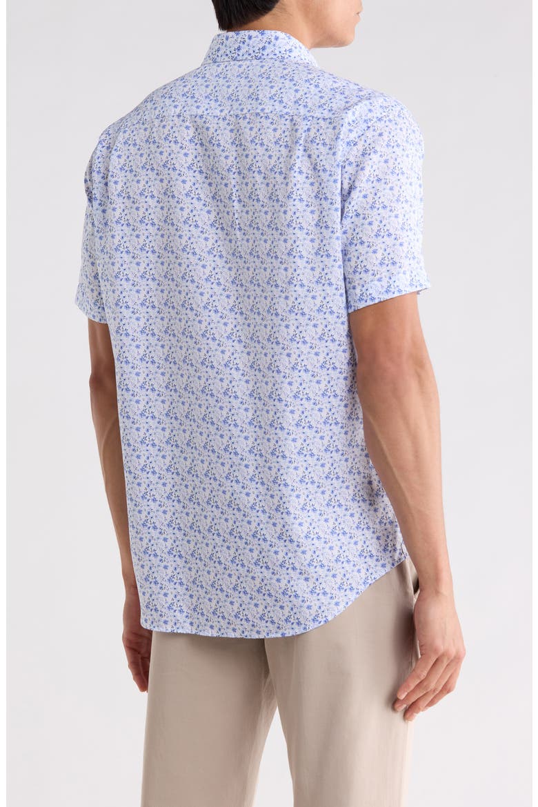 Print Button-Up Shirt, Alternate, color, WHITE/ LILAC