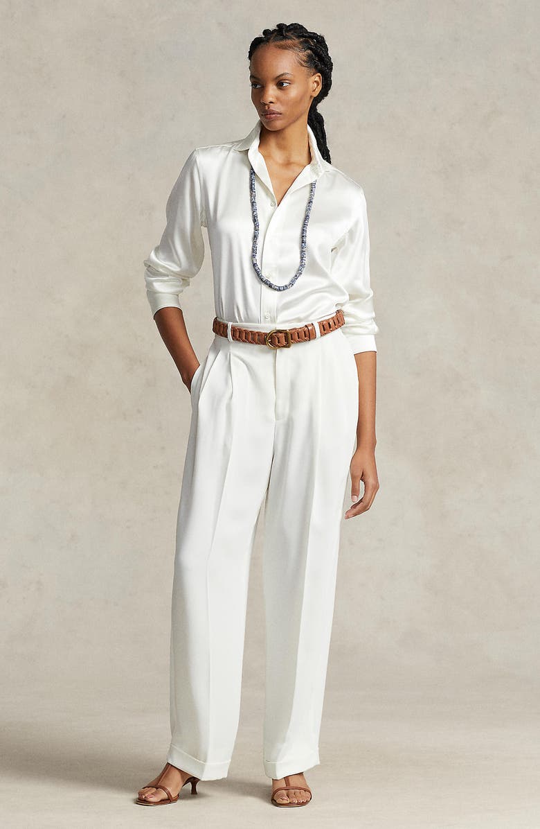 Polo Ralph Lauren Silk Charmeuse Button-Up Shirt, Alternate, color, 