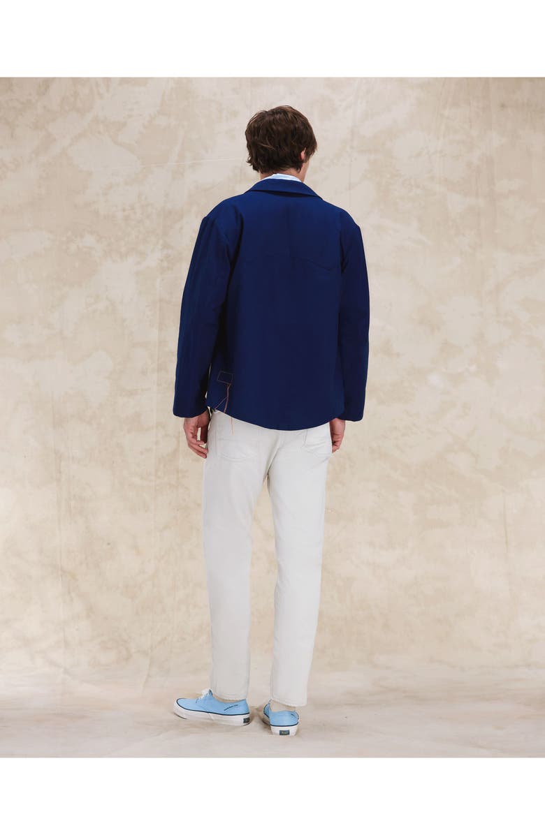 Fortela Perno Double-Breasted Slub Cotton Jacket, Alternate, color, Indaco