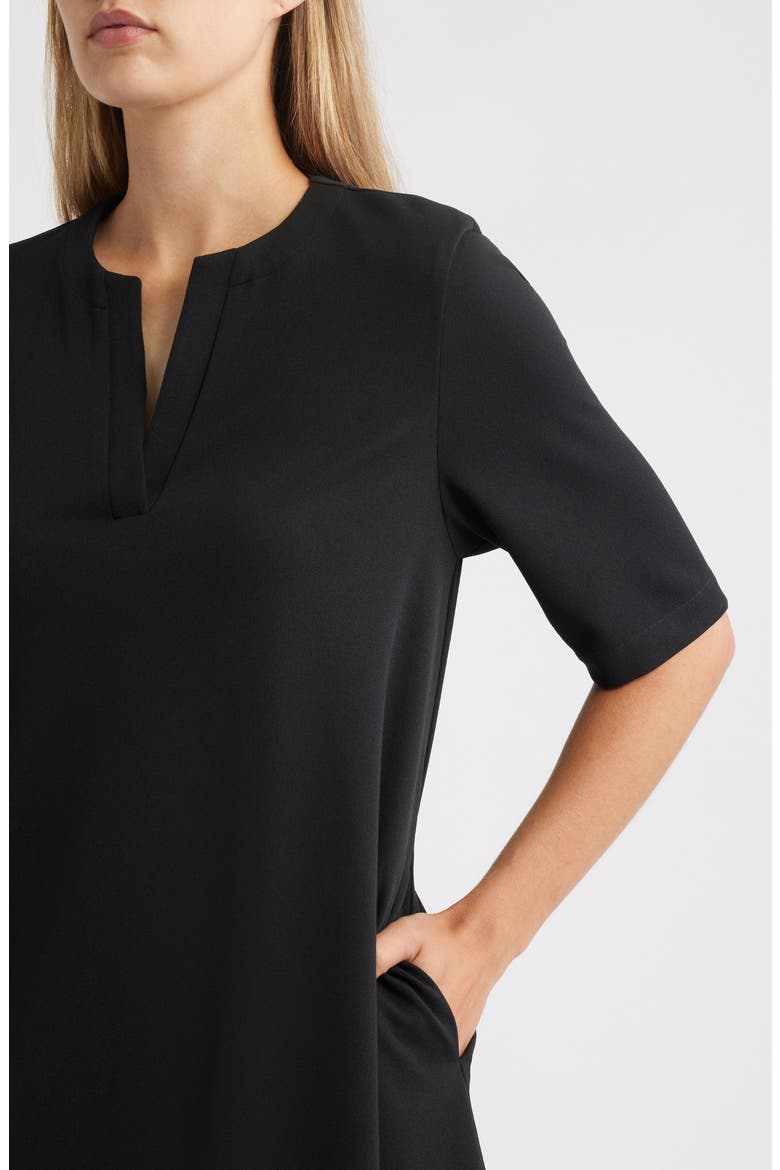 Stretch Crepe A-Line Dress, Alternate, color, BLACK