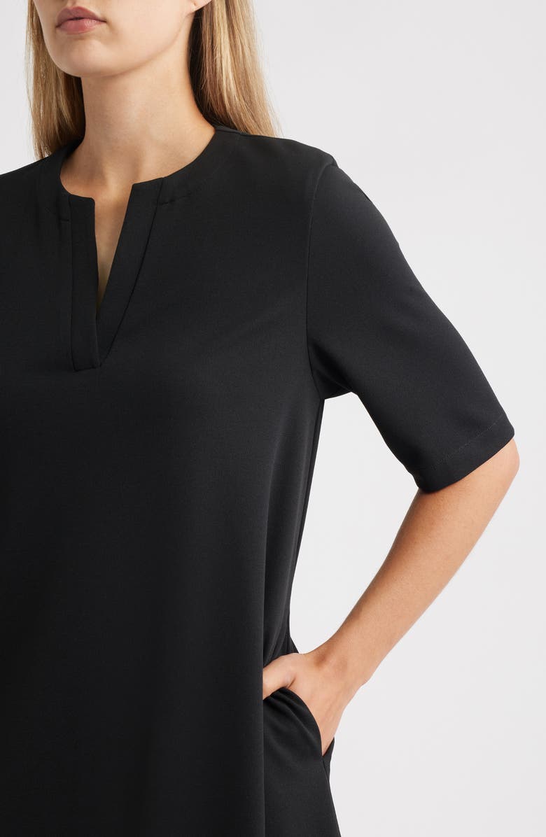 Ming Wang Stretch Crepe A-Line Dress, Alternate, color, Black