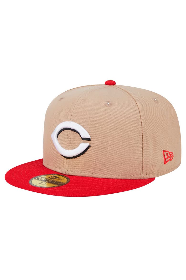 Men's New Era Khaki Cincinnati Reds 59FIFTY Fitted Hat, Alternate, color, Khaki