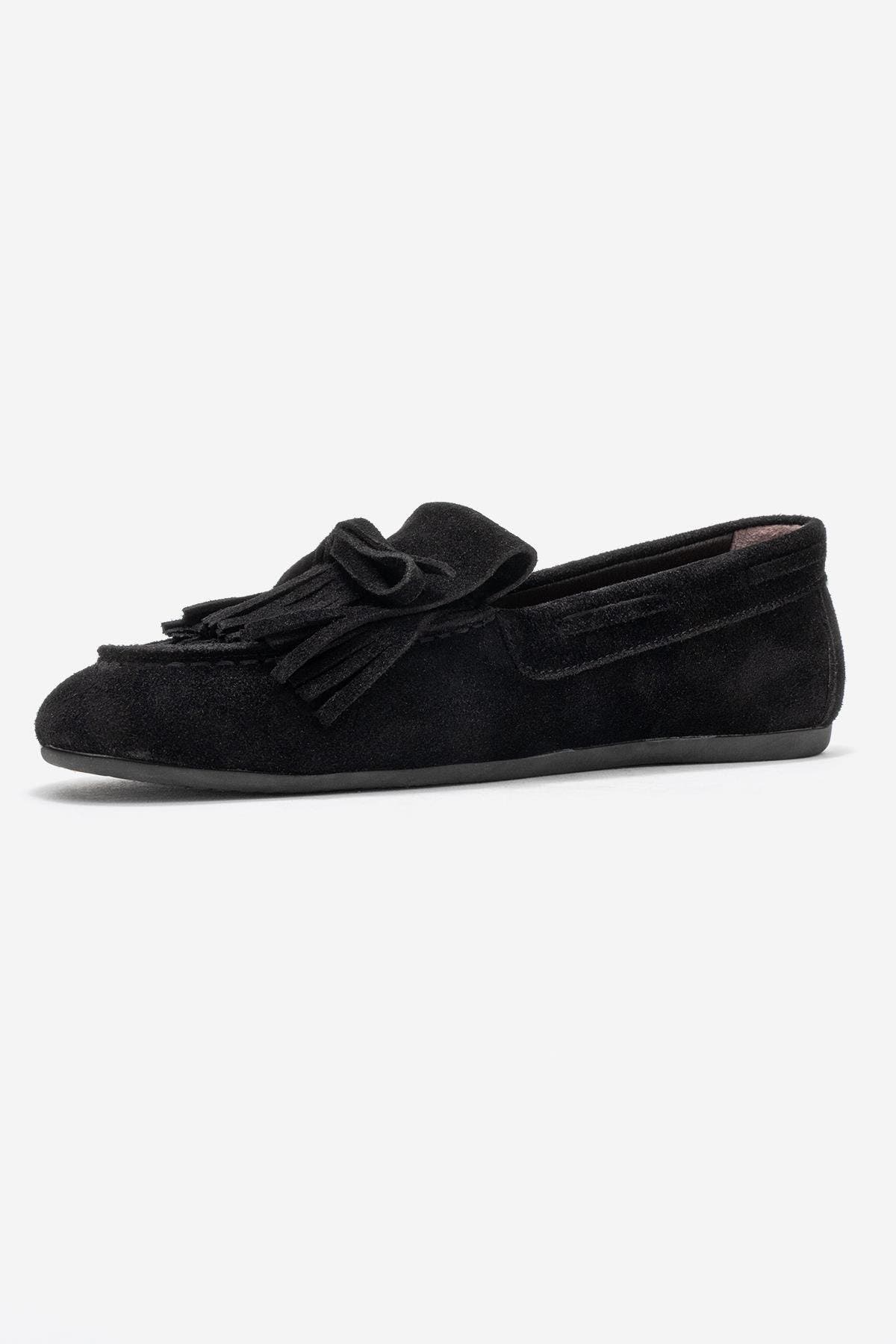 Forever & Always Shoes Axeli Leather Tassel Loafer, Alternate, color, Black Suede Leather