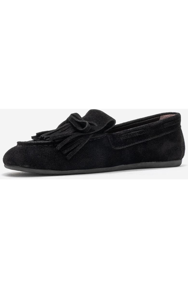 Forever & Always Shoes Axeli Leather Tassel Loafer, Alternate, color, Black Suede Leather